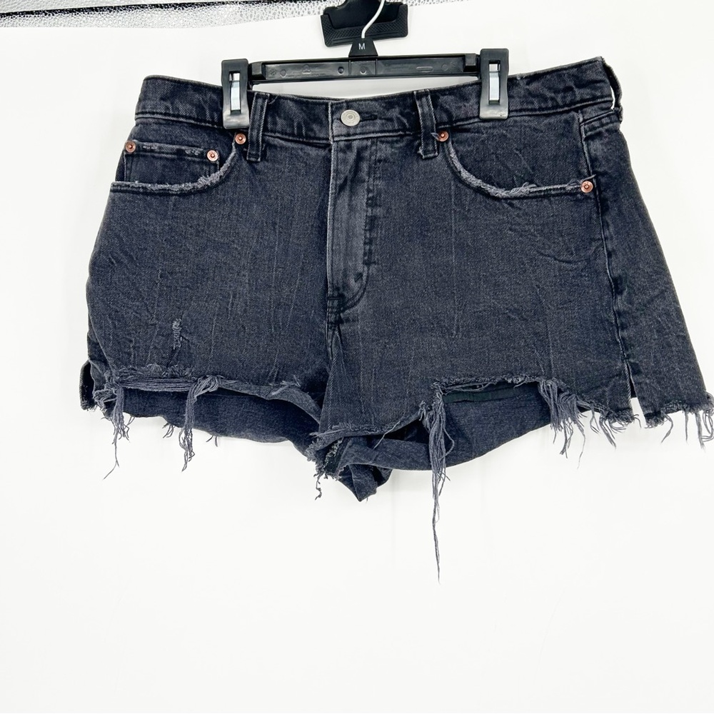 Abercrombie & Fitch Black Curve Love Denim Frayed Hem‎ Women's Jean Shorts 31/12